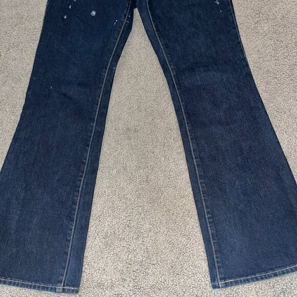 ABRAND JEANS A '99 Low Boot Dark Wash Distressed Jeans -EUC - US Size 28 / AU 10 - Picture 3 of 16